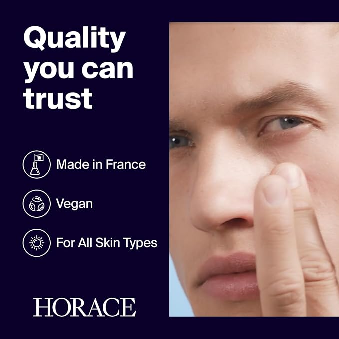 HORACE Under-Eye Moisturizer for Men - Anti-Fatigue Eye Cream to Reduce Dark Circles and Puffiness - Hydrating & Smoothing Skincare Formula for All Skin Types - Unscented, 15ml