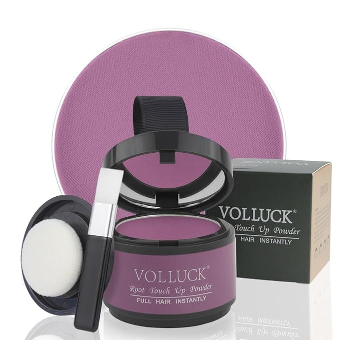 VOLLUCK Root Touch up Powder, Instant Hairline Powder for Thinning Areas and Gray Hair Coverage, Natural and Non-greasy Root Cover up for Women and Men (Purple, 0.14 Ounce)