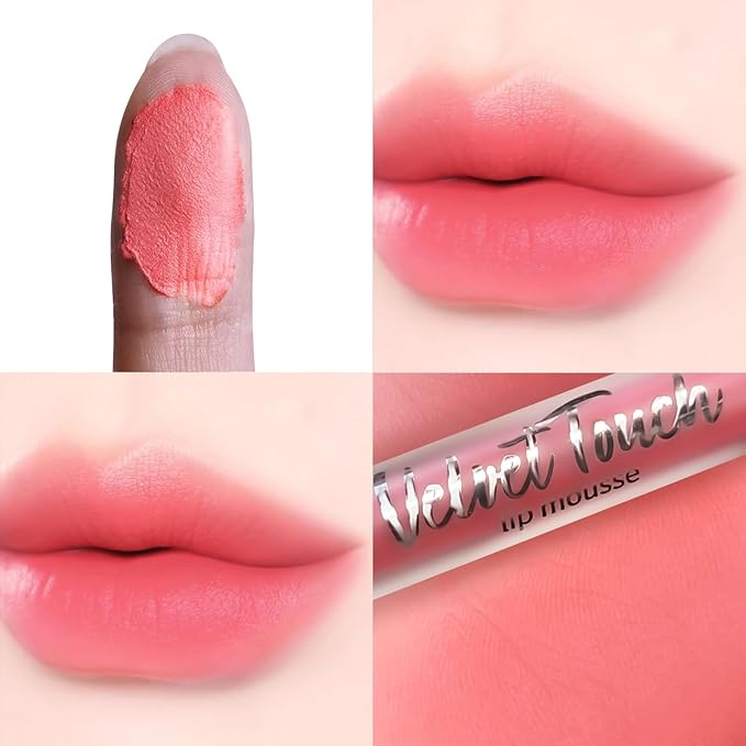 COOL STORY Velvet Lip Stain Mousse, Lip Tint Long-Lasting Waterproof Matte Finish (01)
