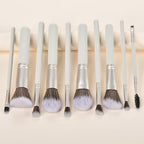 10 Piece Makeup Brushes - Grayish Green Wooden Handle with Soft Synthetic Bristles,for Face & Eye Makeup|Professional Makeup Brushes set for Women & Girls|