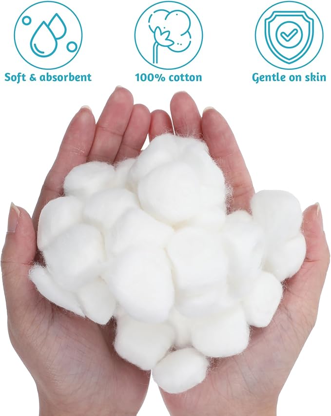 2000pcs Soft Cotton Balls Bulk Medium Cotton Ball for Absorbent Multipurpose Nail Polish Remover Makeup Remover for Facial Ears Crafting Cleaning Skin Applying Lotion Pet Care