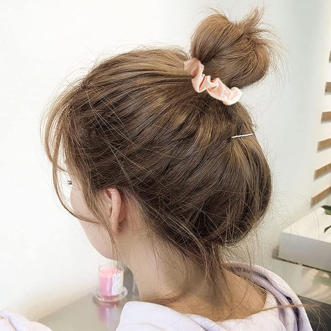 12Pcs Satin Hair Ties, Blush Silk Hair Scrunchies Skinny Hair Ties Ponytail Holder Pink Accessories Gift for Women Girls