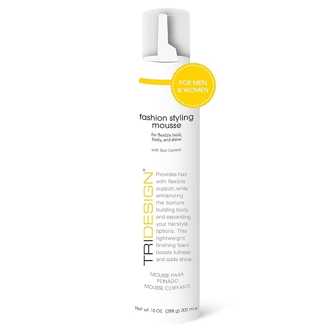 TRI Fashion Styling Mousse - Wavy Hair Volumizer & Curl Tamer with Frizz Control, Shine & Styling Options for Women, Hair Foam - 10 Ounce