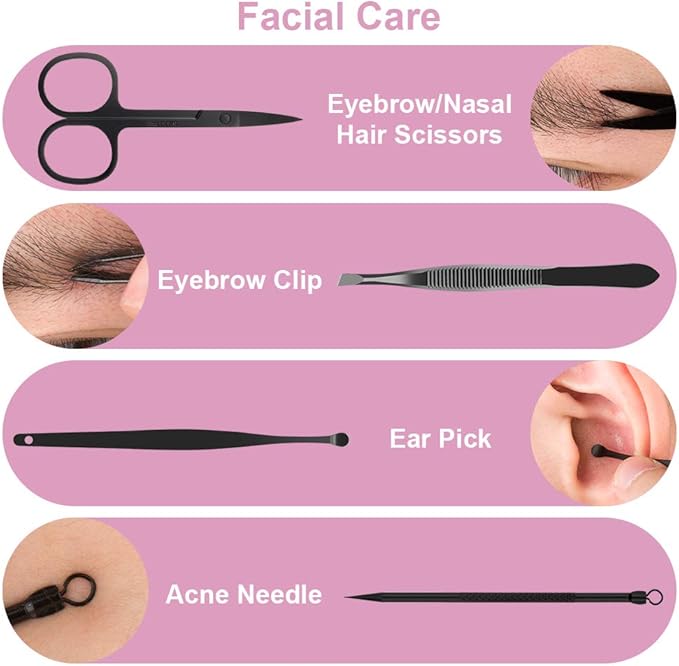 Manicure Kit, OKOM Manicure Set, Mens Grooming Kit, Nail Care Set, Manicure Kit for Men and Women,Nail Kit,Grooming Kit,Nail Clipper Set,Stocking Stuffers,Stocking Stuffers for Teen Boys,Gifts for Men