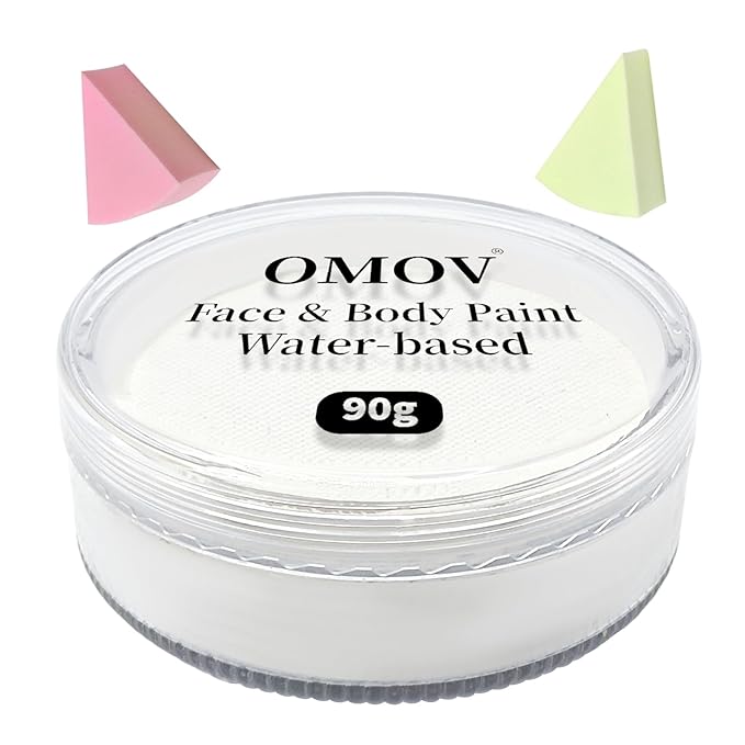 White Face Paint 90g Non-Toxic,Water Activated Face Painting Kit for Kids Adults,SFX Makeup Facepaint Palette for Halloween,Cosplay,Theater Party,Skeleton Skull Joker Special Effects (white)