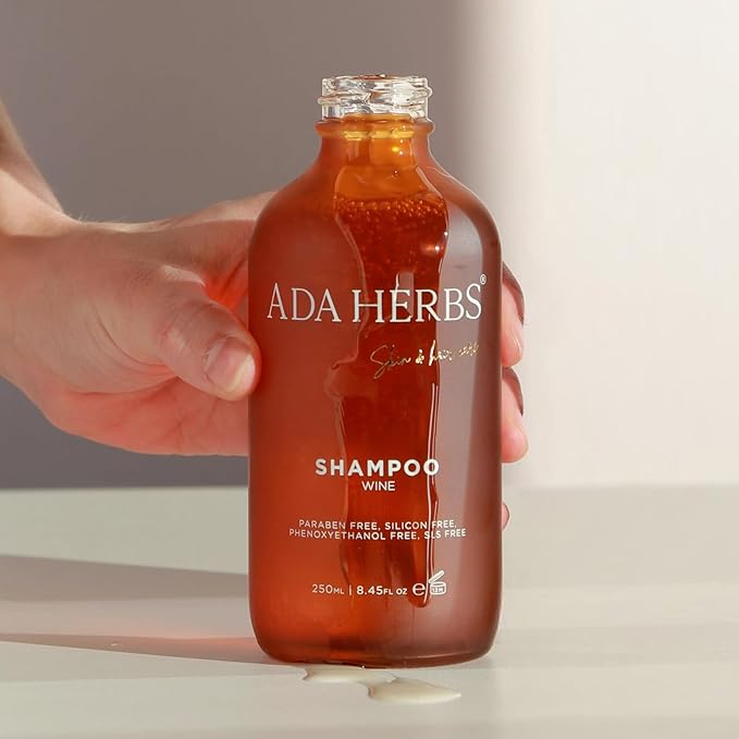 Wine Shampoo with Grape Leaf Extract - Antioxidant Rich Color Safe Shampoo for Damaged Hair - Natural Nourishing Gentle Cleanser for All Hair Types (8.45 Fl Oz)