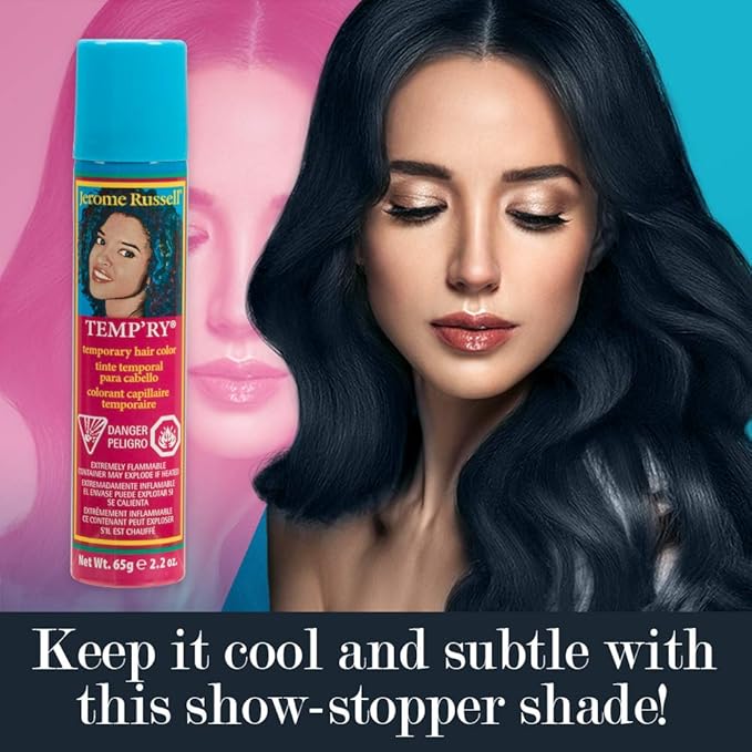 Jerome Russell Temp'ry Spray-on Blue-Black Hair Color, 2.2oz x 3 pack