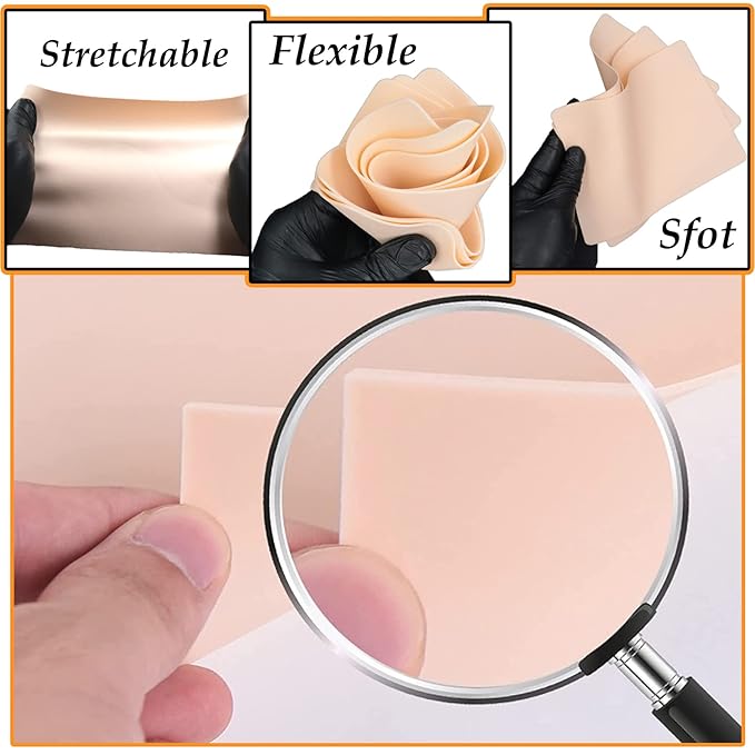 20Pcs Tattoo Practice Skins - Yuelong Blank Fake Skin Double Sides Practice Skins for Tattooing Microblading Skin-Like Blank Skin Tattoo Supplies for Beginners Artists