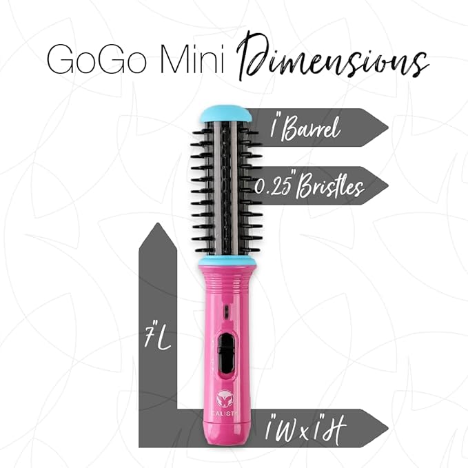 CALISTA GoGo Mini Heated Round Brush | Curl, Touch-Up, De-Frizz, and Style Hair with the Mini 7” Styling Tool | Heats to 365°F | Perfectly Designed Travel Tool | Dual Voltage (Retro Floral)