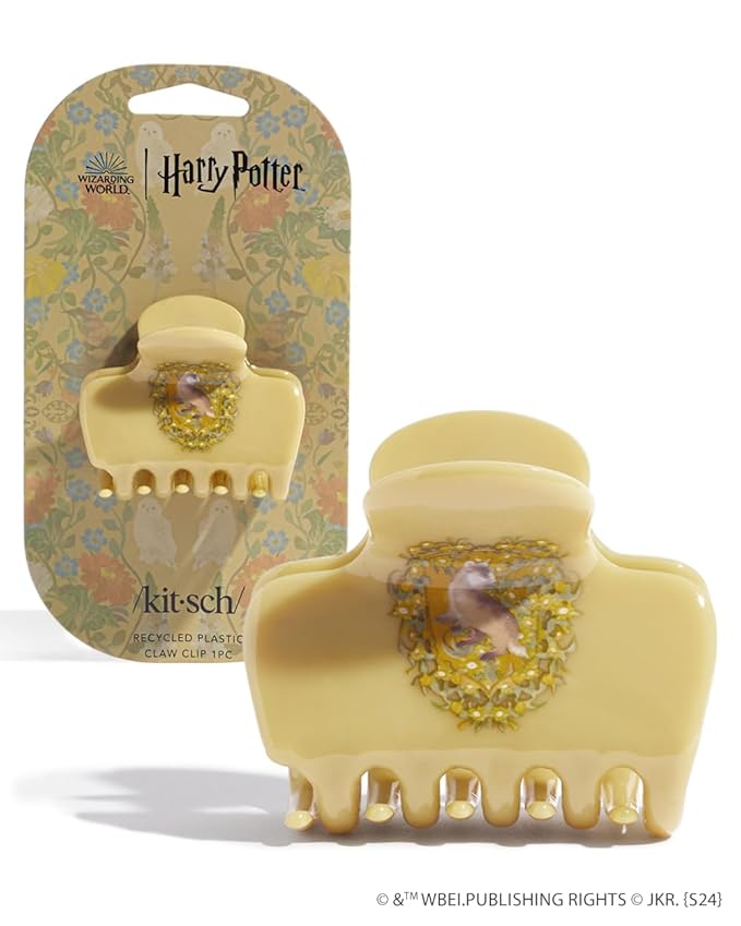 Harry Potter x Kitsch Big Hair Clip for Women - Strong Grip for Secure Updo | Stylish Jumbo Claw Clip | Durable Hair Accessories for Everyday Use | Ideal Harry Potter Gifts for Women - Hufflepuff, 1pc