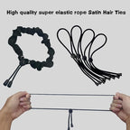 6 Pcs Black Adjust Afro Puff Hair Tie, Adjustable Hair Ties, Thick Black Hair Band, Silk Soft Ponytail Holders, Perfect for Medium Hair to Thick Thin Hair, Heavy and Curly Hair (deep black)