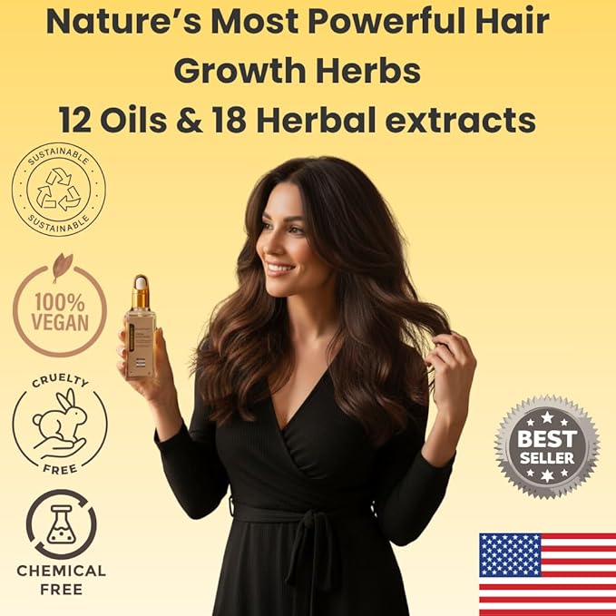 REVATOLOGY Hair Growth Oil for Adults (Made in USA) pre-rinse Formula with 30 Oils and Herbal extracts Reduces Hair Fall, Boosts Regrowth & Strengthens Roots | Cruelty & Chemical Free