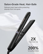 Hair Straightener 1 Inch Flat Iron and Curler 2 in 1, 15s Fast Heating, Professional Titanium Ceramic Ionic Dual Voltage Straighteners for All Hair Types