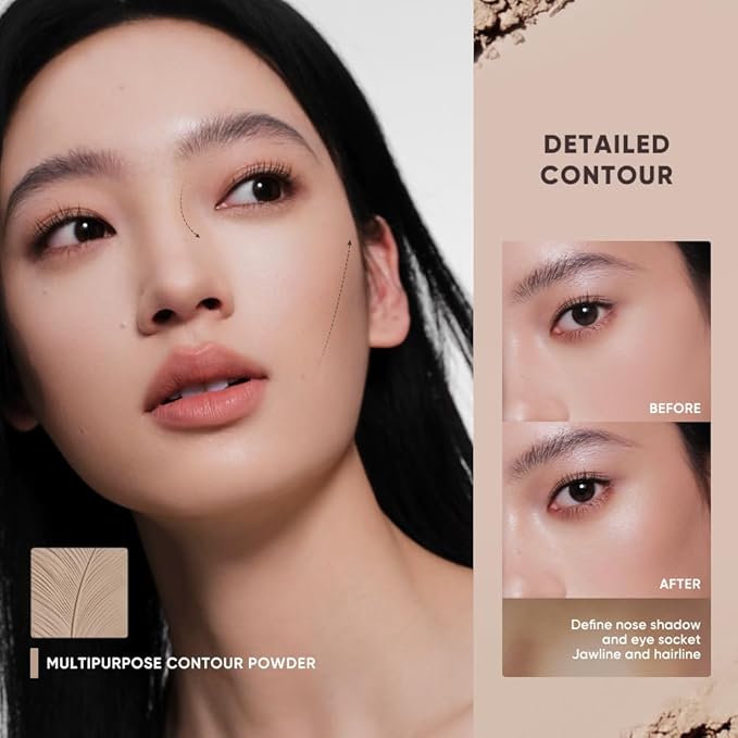 JUDYDOLL Highlight & Contour Palette, All-in-One Matte Highlighter Contour Compact, stocking stuffers, Blendable Makeup for Beginners, for All Skin Tones, Stocking Stuffers (05 Feather Glow Palette)
