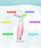7 Color Neck Face Massager - Facial Massager Tool for Skin Care at Home, Vibrating Face Massager with Thermals, Pink