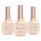MelodySusie Top Coat Matte Top Coat Base Coat No Wipe Glossy Set Long Lasting Shine Finish Soak Off UV LED Nail Lamp Nail Art Design Manicure Kit Perfect Gifts for Women Girls 3 Pcs 15ml Clear