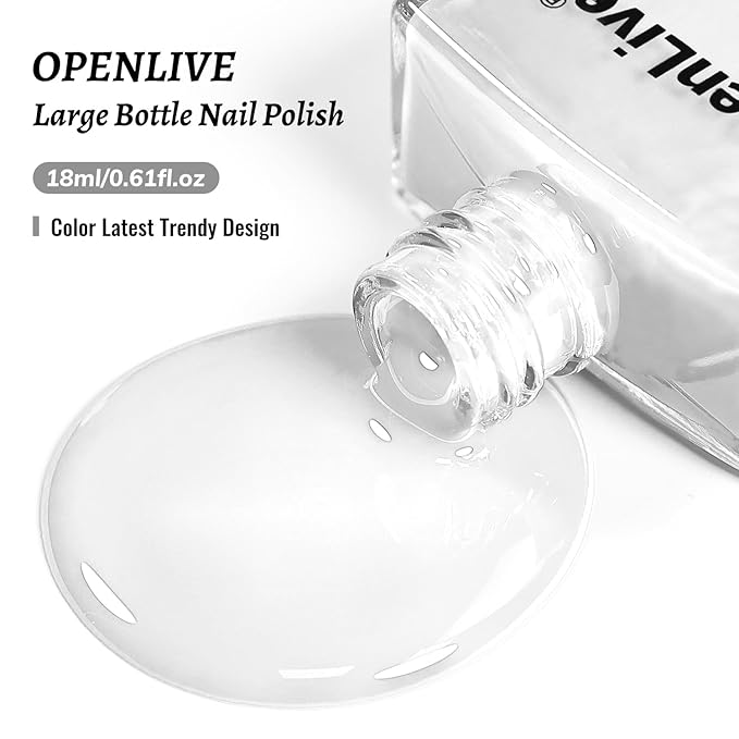18ml White Nail Polish Large Volume Quick Drying Nail Polish, Fast Drying and Long Lasting Color Nail Art DIY Home Manicure Gift for Women