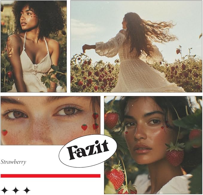 Fazit Makeup Patches - Strawberry Speckles - Glow Up Make-Up Patches - Cute Glitter Makeup Accessories for Women - Cosmetic Glitter for Face