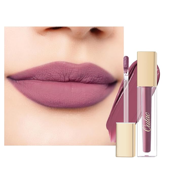 Oulac Matte Liquid Lipstick Mauve Pink Lip Gloss for Women, Long Lasting Lipstick Waterproof, No Transfer, Creamy High Pigmented Formula with Rose Oil, Vegan & Cruelty-Free, M13