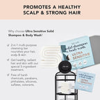 Kitsch 2-in-1 Shampoo Bar and Body Wash - Ultra Sensitive, Vegan & Natural, 5-Ingredient Formula Bar Soap for Hair & Body - Scent-Free, Paraben-Free - For Sensitive Scalp & Skin - 3.2 oz