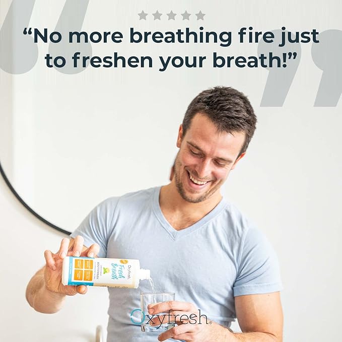 Oxyfresh Lemon Mint Fresh Breath Mouthwash – Bad Breath Treatment – SLS & Fluoride Free – Alcohol Free, Gentle Nonburning with Xylitol & Essential Oils – 16 Fl Oz (Pack of 3)