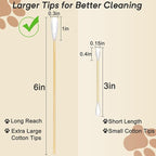 200 Pcs Large Cotton Swabs for Pet Care, 6 Inch Long Cotton Swabs with Bamboo Handle, Professional Dog Ear Swabs, Absorbency Big Cotton Tips, Pet Cleaning Solution Supplies