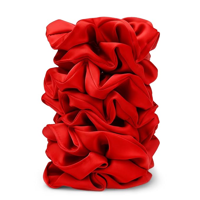 Satin Scrunchies for Women – 8PCS Red Silk Hair Ties – No Crease, Frizz-Free, Gentle Elastic Hair Bands for Thick & Thin Hair, Soft & Stylish Hair Accessories Gifts