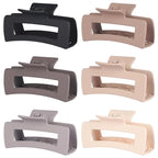 4 Inch Big Hair Claw Clips 6 Pcs Large Claw for Thick Hair Square Hair Clips for Women Rectangle Hair Clips Nonslip Acrylic Banana Jaw Clips Hair Accessories for Girls (Chocolate)