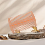 TAN MUJIANG Beard Comb for Men - Dual Density Bristles | Beechwood with Lacquer Finish | 29 Fine Teeth + 18 Wide Teeth | Mustache Grooming Kit Essential