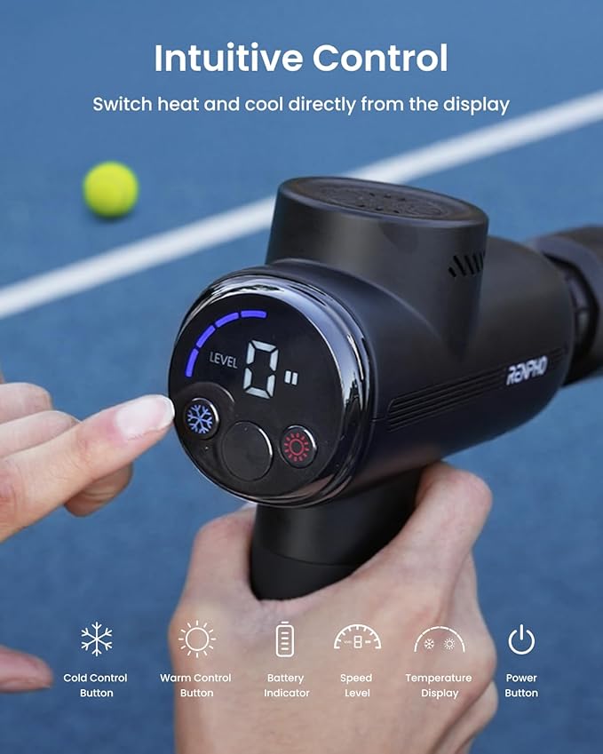 RENPHO Active Thermacool 2 Massage Gun with Heat and Cold, New Year's Gifts, [2025 Upgraded] Percussion Deep Tissue Handheld Neck Massager, FSA Approved, Muscle Masajeador for Men Women Athletes HSA