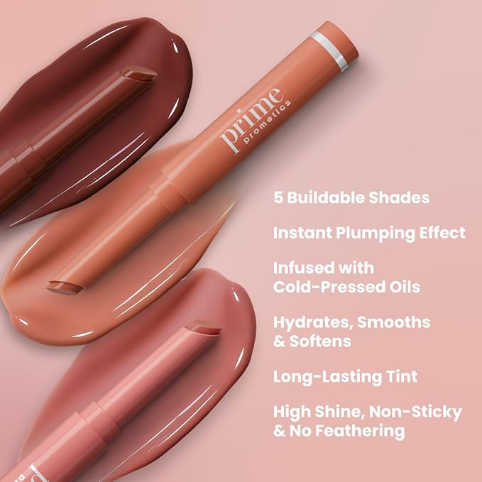 PRIME PROMETICS PrimeLip Plumping Lip Balm for Mature Women – 3-in-1 Lipstick, Gloss & Balm – Non-Stinging Lip Plumper – Smooths Lip Lines, Lightweight, Buildable Color (Velvet Rose)