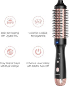zavarea Thermal Brush, 1.5 Inch Heated Round Curling Brush, 800M Negative Ions Ceramic Stylers for Less Frizz, 4 Temp Set, Dual Voltage for Travel, Easy Use Boosts Shine