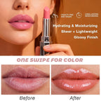 evpct 2Pcs Nude Honey Lipstick Tinted Lip Balm, Sheer Hydrating Shine Tinted Lipstick for Women, Moisturizing Lip Color, Nourishing Tinted Lip Balm Plumper Gloss Stain, Glossy Shiny Finish