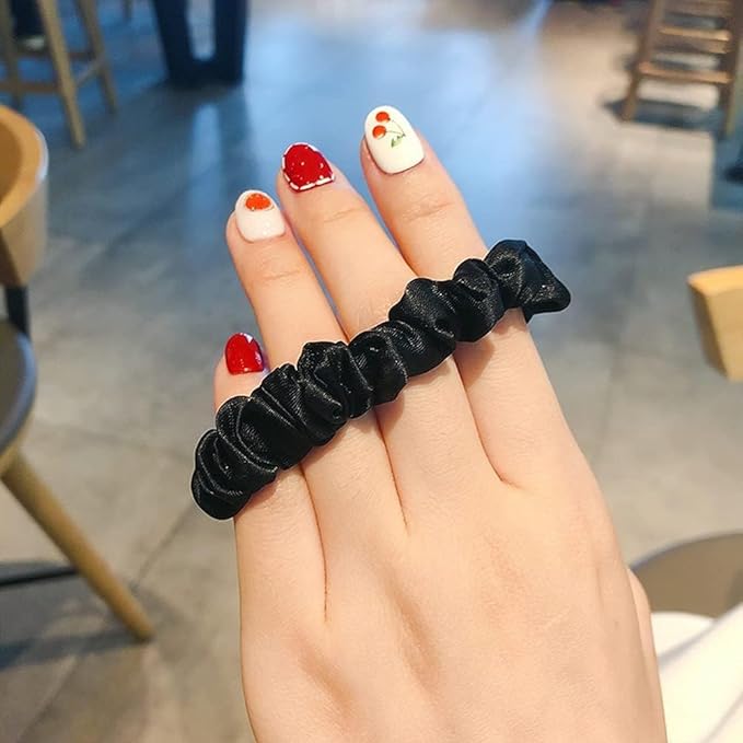 12Pcs Satin Hair Scrunchies, Black Scrunchies Hair Ties Elastic Hair Bands Ponytail Holder Hair Accessories Stocking Stuffers Gifts for Women Girls