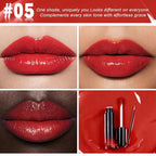 evpct Bright Fire Red Shiny Longwear No-Budge Liquid Lip Color Lipstick Makeup, Highly Pigmented Color Instant Shine, Waterproof Long Lasting Lipstick Women Lip Stain Gloss with Lip Liner Brush, 05#