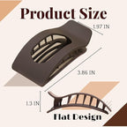 8 Pack Neutral Flat Hair Clips for Women – Large Matte No-Slip Rectangle Claw Clips Thick & Thin Hair in Brown, Black, and Blonde, Strong Hold Square Hair Accessories for Work or Daily Wear