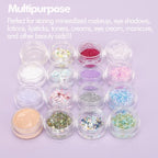 3 Gram Sample Containers with Lids, 50 Count Tiny Sample Jars, Empty Lip Balm Containers, Mini Cosmetic Containers with Lids, Makeup Travel Containers with Labels, Mini Disposable Spatulas