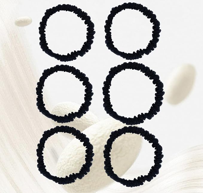 6 Pack 100% Muberry Silk Scrunchies for Women Luxury Hair Ties,No Damage Gentle Hair Bands,Ponytail Holders Silk Hair Ties for Thick and Thin or Curly Hair