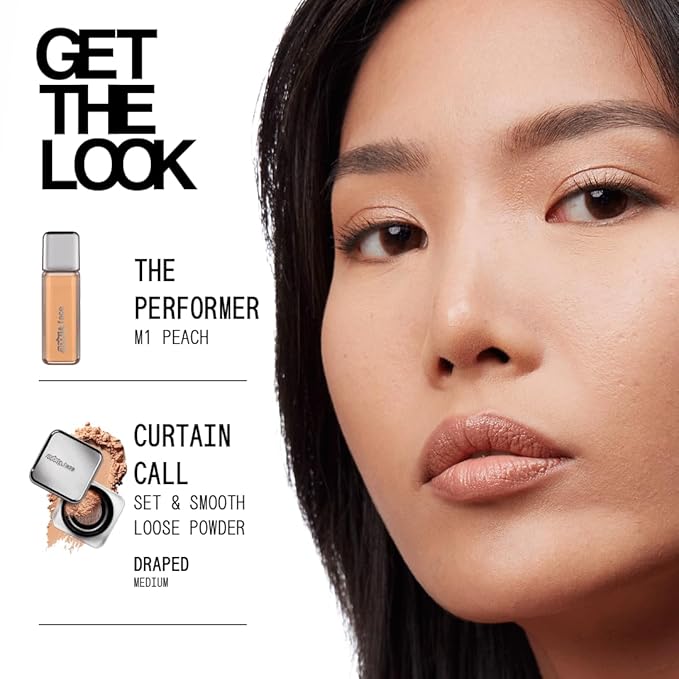 about-face THE PERFORMER Skin-Focused Foundation M1Peach – Medium Coverage, Long-Wear, Breathable & Buildable Base – Clean, Vegan, Hydrating Formula with Blue Agave & Chlorella – 1.08oz