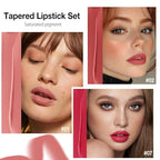 3Pcs Gradient Matte Lipstick Crayon Lip Liner pencil,Crayon Form and Cone Tip 2-in-1 Lip Liner and Lipstick Lip Combo Set Achieve Flawless Contour Gradual Ombre Effect lip Pencil for Old Women