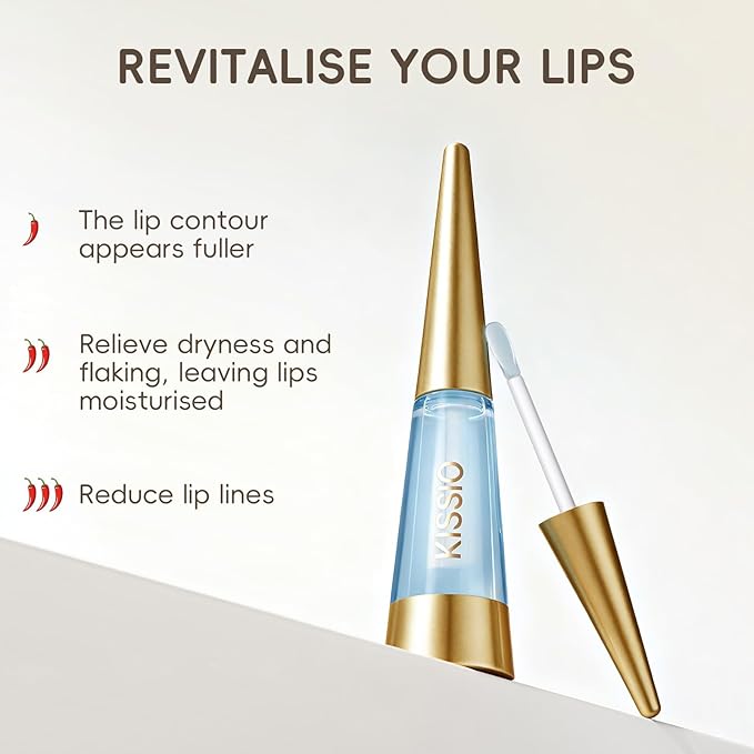 KISSIO PLUMP Lip Plumper,Maximum Plump with Ginger and Peptides,Extreme Lips Plumper,Hydrating,Lip Plumping,Lip Lines Care,Lips Gloss,0.3 fl oz,Master