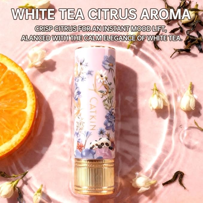 Tinted Lip Balm with Colorful Serum Core, CATKIN Cute 2-in-1 Coral Lip Balm Gloss, Moisturizing with Jojoba Oil Hyaluronic acid, Citrus Tea Flavor, Trendy Lip Care for Women & Girls - C03 Coral