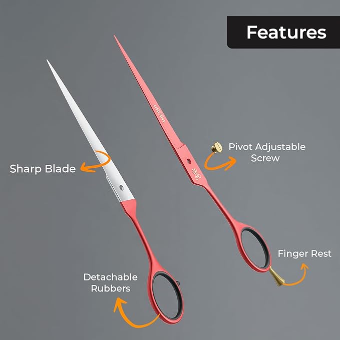 The Cut Factory- 6.5” Professional Hair Scissors - High Carbon 420 Stainless Steel Hair Cutting Scissors, Ultra-Sharp Barber Shears for Salon & Home (PINK)