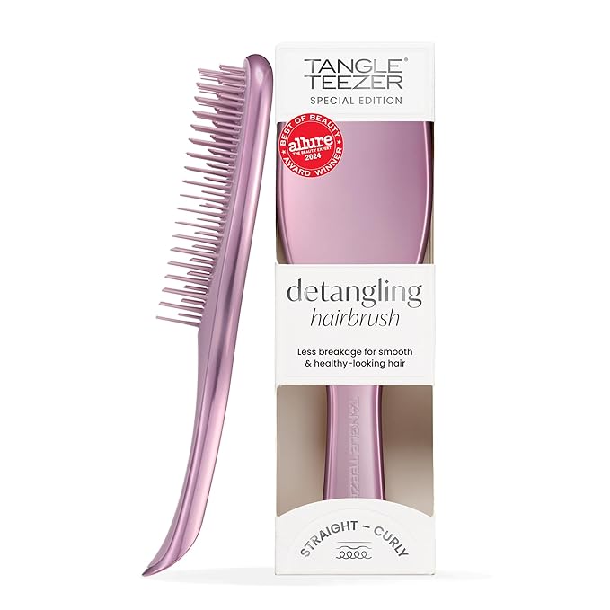 Tangle Teezer Chrome Ultimate Detangler Brush for Wet & Dry Hair, Eliminates Knots & Reduces Breakage for Straight to Curly Hair Types, Mauve