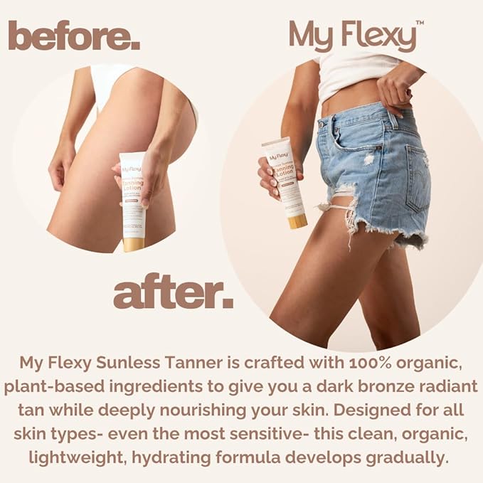 Sunless Tanning Lotion–100% Organic-Medium/Dark Tan, Natural Self Tanner, Non Toxic Gradual Tanning Moisturizer, Streak-Free Self Tanning lotion for body, Sunless Tanner for Fake Tan for Women & Men
