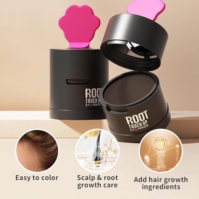 Gowwim Root Touch up Powder, Instantly Gray Hair Cover up Hairline Powder for Women & Men Waterproof and Sweatproof Root Cover Up Long-Lasting for Thinning & Loss Hair (Dark Brown1, 4g-1)