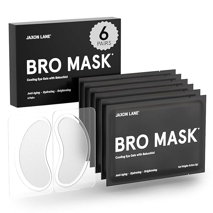 BRO MASK Under Eye Patches for Men with Hydrogel (6 pairs) - Anti-Aging Korean Eye Masks for Dark Circles and Puffiness- Puffy Under Eye Treatment - Perfect Skin Care Stocking Stuffers for Men