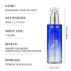 Rosemary Hair Treatment Oil Spray 80ml - Frizz Control & Split End Repair, Infused with Argan Oil, Batana Oil, Lavender Oil for Instant Smoothness - Long-lasting Bluebell Fragrance