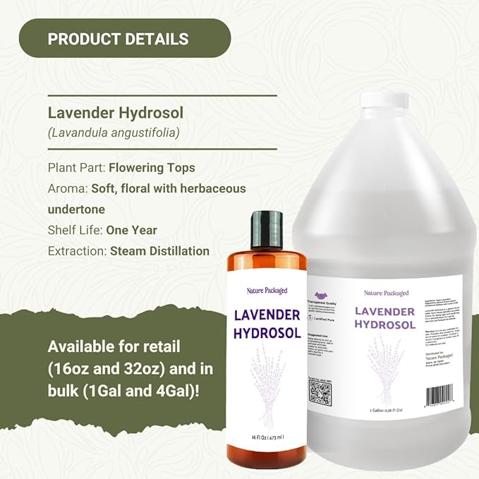 Lavender Hydrosol - Pure Steam Distilled Floral Water Spray for Face Toner, Facial Mist & DIY Skincare - Lavandula Angustifolia Hydrating Skin Refresher & Linen Spray - 100% Natural 4 Gallons