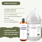 Lavender Hydrosol - Pure Steam Distilled Floral Water Spray for Face Toner, Facial Mist & DIY Skincare - Lavandula Angustifolia Hydrating Skin Refresher & Linen Spray - 100% Natural 4 Gallons